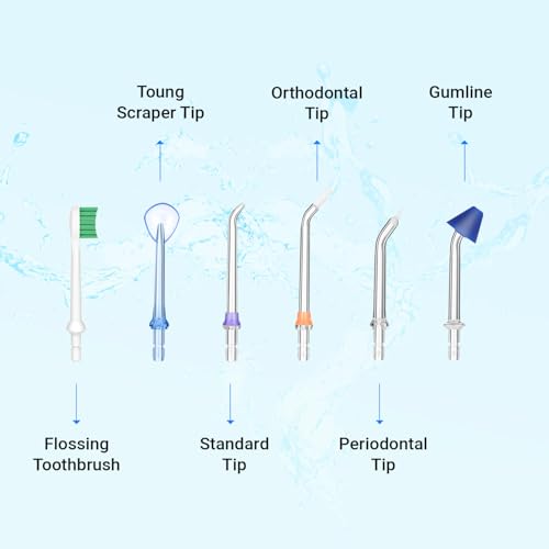 Replacement Tips for Puur Smile Water Flosser – 6x Water Dental Flosser Tip | Oral Irrigator Jet Tip | Advanced Dental Care for a Healthier Mouth, Gum, and Teeth | Water Flosser Head