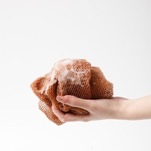 Afro Scrub African Net Sponge, Afroscrub African Exfoliating Net Sponge with Knots, Exfoliating Body Scrubber Body (Coffee)