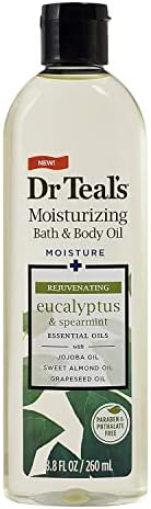 Dr. Teals Bath & Body Oil Variety Gift Set (2 Pack, 8.8oz Ea.) - Soothing Lavender & Rejuvenating Eucalyptus & Spearmint - Essential Oils Hydrate Skin & Alleviates Daily Stress