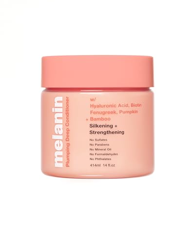 Melanin Haircare Plumping Deep Conditioner, 14oz, Moisturizing Hair Mask with Hyaluronic Acid and Biotin