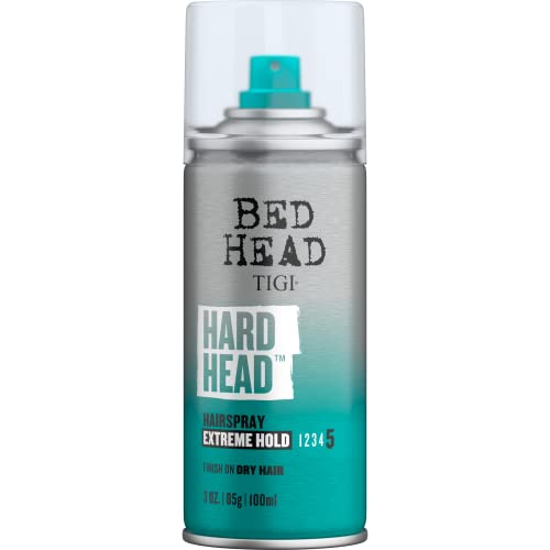 TIGI Bed Head Hard Head Hairspray for Extra Strong Hold - For All Hair Types - With Instant Dry & Natural Shine -Use on Dry Hair - Premium Hair Care Products for Women & Men Travel Sized-3 oz (3 Pack)
