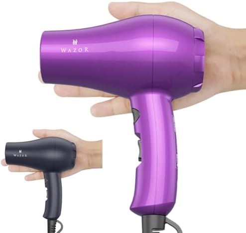 Mini Lightweight Hair Dryer for Pour Painting & RV Compact Travel Blow Dryer for Kids 1000W Ionic Dryer with Concentrator, Cool Shot Button