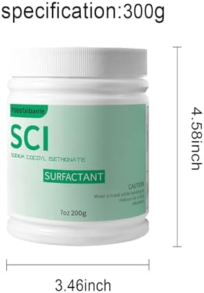 7 oz Sodium Cocoyl Isethionate, Premium Sodium Cocoyl Isethionate (SCI) Powder, Amazing Bubbles, Gentle on Skin, Biodegradable, Suitable for Making Bath Bombs (7Ounce (Pack of 1))