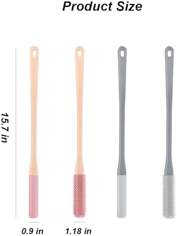 Long Handled Silicone Toe Crevice Cleaning Brush & Exfoliating Brush, 2025 New Soft Rubber Toe Cleaning Tool, Foot Scrubber Shower Feet Care for Seniors, Elderly, Men and Women (Pink)