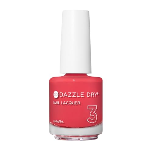Dazzle Dry Nail Lacquer (Step 3) - Let's Get Away - A vivid coral with reddish-pink undertones. Full coverage cream. (0.5 fl oz)