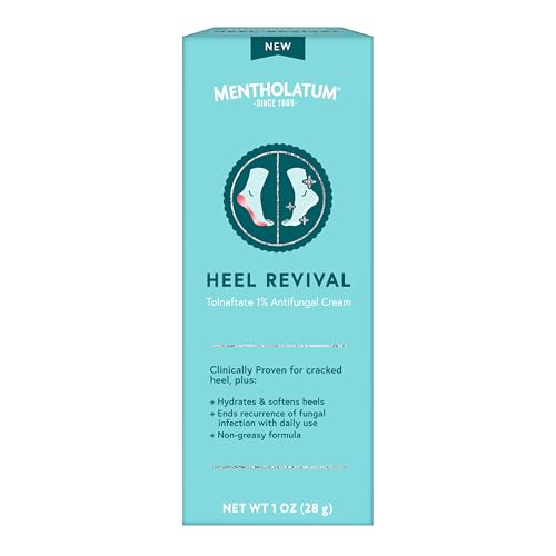 Mentholatum Heel Revival, Persistent Cracked Heel Repair Treatment, 1% Tolnaftate Antifungal Cream, Antifungal Foot Treatment, Eliminates & Prevents Fungus, 1 OZ