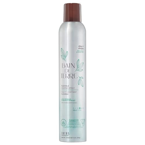 Bain de Terre Stay N' Shape Flexible Shaping Spray, Medium Hold & Shine, Heat & Humidity Protection with Argan & Monoi Oils, Paraben-Free, Color-Safe, Vegan, 9.1 Fl Oz
