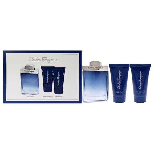 Salvatore Ferragamo Subtil for Men - 3 Pc Gift Set 3.4oz EDT Spray, 2.5oz Shampoo and Shower Gel, 1.7oz After Shave Balm
