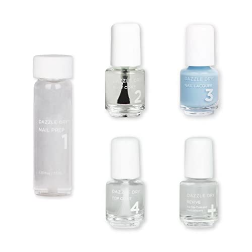 Dazzle Dry Mini Kit 4 Step System - Lotion, Please!, a light powder blue with gray undertones. Full coverage cream. (5 Piece Kit / 5 Manicures)