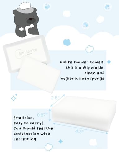 Disposable Bath Sponge White 24Pack / Easy to Carry Anytime, Anywhere/Travel, Camping, Clean Shower Supplies