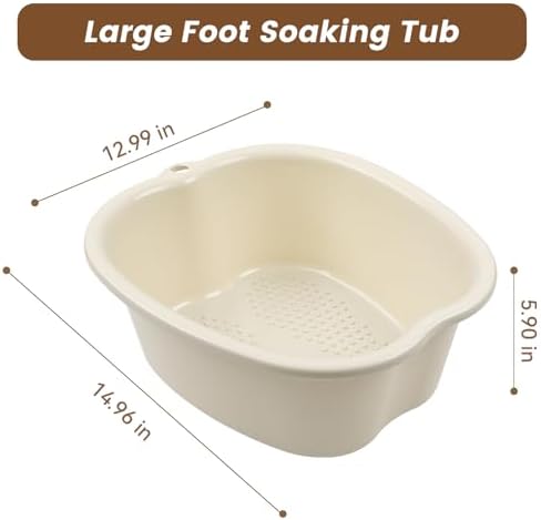 Foot Soaking Bath Basin, Soaking Tub, Large Basin, Feet Pedicure|Foot Massager, Ideal for Relaxation & Stress Relief - Perfect for Home & Spa Use (White)