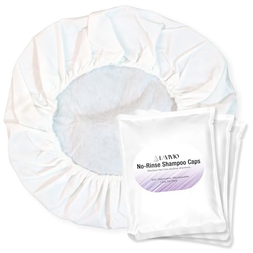 No Rinse Shampoo Caps - 6 Pack Shampoo Caps No Rinse for Elderly and Bedridden Patients Hair wash - Shower Caps No Rinse with Waterless Shampoo & Conditioner with Aloe Vera & Vitamins