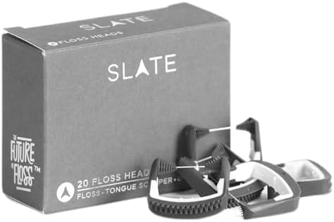 Slate Flosser Refills – 20 Reusable Woven Floss Heads for Slate Electric Flosser, PFAS-Free and Unwaxed Dental Floss, Includes Tongue Scraper and Gum Scraper, Eco-Friendly Oral Care Refill