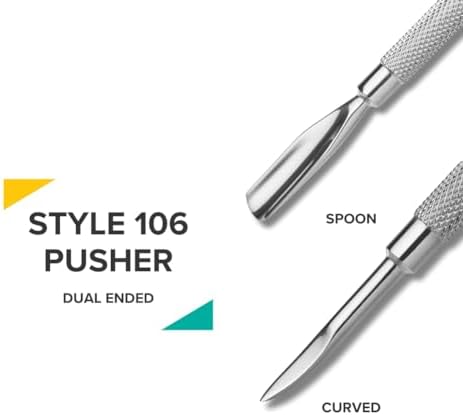 Rui Smiths Pro Cuticle Pusher with 2 Ends - Stainless Steel Manicure Tool - Style 106