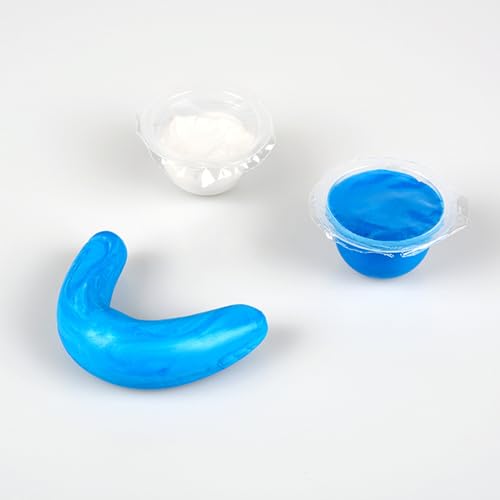 Generic VPS Putty 4 Sets, 120g Base + 120g Catalyst Silicone Molding Kit for Grillz Retainer Aligners Dentures Molds, Blue and White