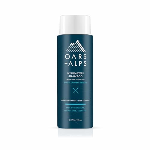 Oars + Alps Men's Sulfate Free Hydrating Shampoo, Infused with Kelp and Algae Extracts, Fresh Ocean Splash, 13.5 Fl Oz
