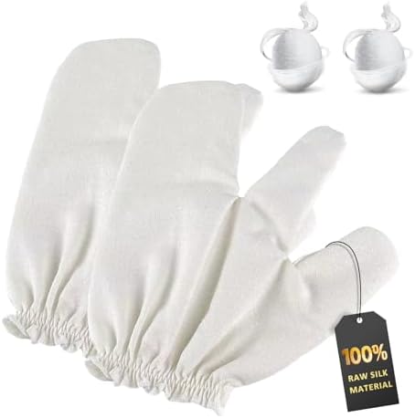 Ayurvedic Garshana Gloves for Body Massage Raw Silk Exfoliating Massage Gloves with Elastic Wrist Bands for Men Women Traditional Wellness Tool for Skin Care and Relaxation (2PCS)