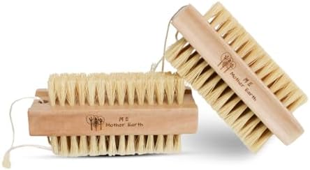 Bamboo Nail Brush (2 Pack), Natural Wooden Double-Sided Scrub Brush with Firm Sisal Bristles, Perfect for Fingernails & Toenails, Eco-Friendly Nail Cleaner for Bathroom & Travel, Durable & Easy to Use