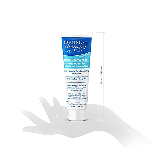 Dermal Therapy Hand Elbow & Knee Cream with 15% Urea & 6% AHA - Deeply Hydrates & Exfoliates Dry, Cracked Skin on Hands, Elbows & Knees - Fragrance-Free, Non-Greasy - 3.5 fl oz / 100 ml