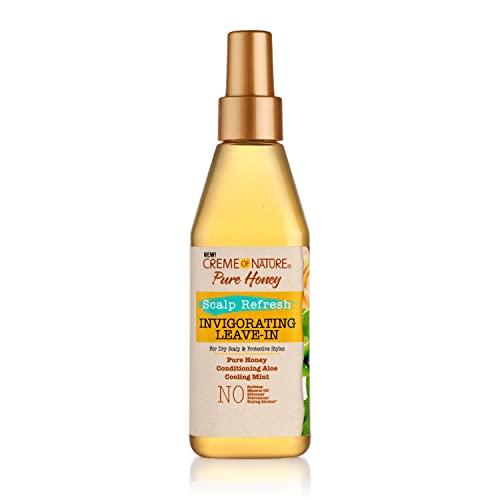 Creme of Nature Pure Honey Scalp Refresh Leave-In Conditioner, With Aloe Vera, Peppermint & Honey, Detangles & Moisturizes Hair & Scalp, Ideal for Braids, 8 oz