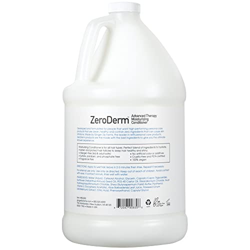 Ginger Lily Farms Botanicals ZeroDerm Advanced Therapy Moisturizing Conditioner for All Hair Types, 100% Vegan, Cruelty and Fragrance Free, 1 Gallon Refill, White, Unscented, 128 Fl Oz