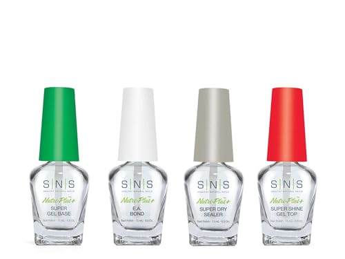 SNS Base Coat Nail Polish for Nail Dip Powder Set, 4 Pack - Long-Lasting & Fast-Drying Nail Strengtheners Gel Base for Quality Colors - Low-Odor Dipping Powder Polish, No UV Lamp Required, 0.5 Oz