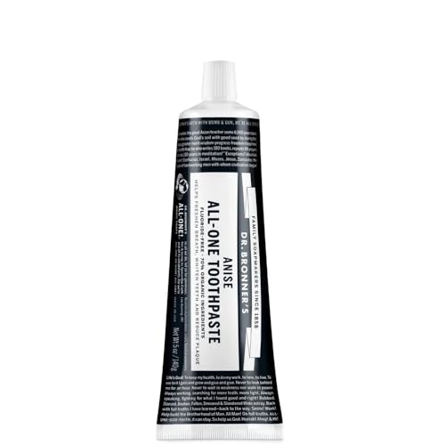 Dr. Bronner’s - All-One Toothpaste (Anise, 5 Ounce) - 70% Organic Ingredients, Natural and Effective, Fluoride-Free, SLS-Free, Helps Freshen Breath, Reduce Plaque, Whiten Teeth, Vegan