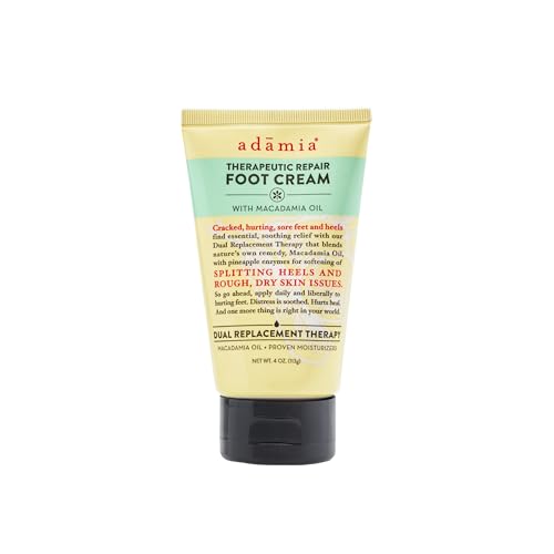 Adamia Therapeutic Repair Foot Cream with Macadamia Nut Oil and Promega-7, 4 Ounce Tube - Fragrance Free, Paraben Free, Non GMO