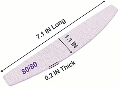 Nail Files 80/80 Grit (100 Pack), Emery Boards for Acrylic Nails and Gel Nails, Coarse Nail File 80 Grits Double Sided Emory Board Professional Nail Filers Reusable Washable Manicure Curved Gray Bulk