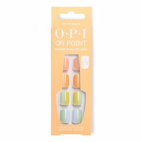 OPI On Point Press On Nails | Square, Squoval, & Almond Shape Nail Art | Short to Long Length | 24 Count With Nail Glue | Instant Press-On Mani | OPI'm Dreaming Collection