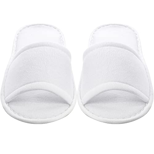 Frcctre 20 Pairs Disposable Slippers, Open Toe Comfortable Cotton Disposable Spa Slippers, Bulk Unisex Non-Slip Disposable Guests Slippers for Home Hotel Travel Train Use, White