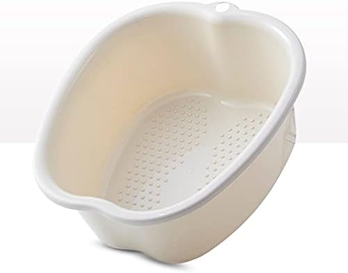 Foot Soaking Bath Basin: Plastic Foot Spa Basin for Soaking Feet - Foot Soaking Tub with Massage Dots - Roomy Foot Soak Bucket for Water Spa and Foot Massage (White)