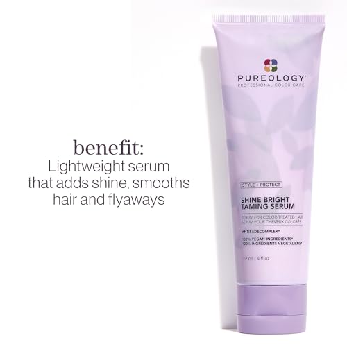 Pureology Style + Protect Shine Bright Taming Serum For Color-Treated Hair - Smooths Strands and Enhances Shine, Sulfate-Free & Vegan