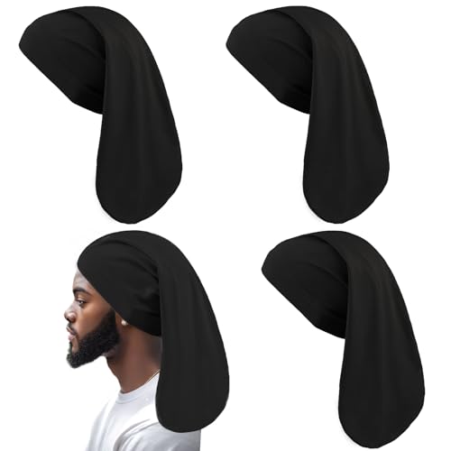 4 Pcs Dreadlock Stocking Caps for Men Spandex Dreadlock Cap Overnight Sleep Cap Elasticity Soft Lightweight Comfortable Sleeping Head Wrap Headwear for Men and Women