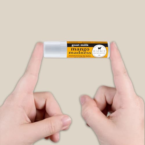 Dionis Goat Milk Skincare Hand Cream & Lip Balm Set - Safe For Sensitive Skin, Moisturize, Hydrate, Dry Chapped Lips and Skin, Cruelty Free, Honeysuckle & Coconut and Mango Madness, 1 oz and .28 oz