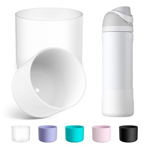 Alwenid 2PCS Silicone Water Bottle Boot for Owala 24 Oz, Anti-Slip Protective Sleeve Bottom Bumper Protector for FreeSip, Twist, and Flip Stainless Steel Water Bottles (Clear)
