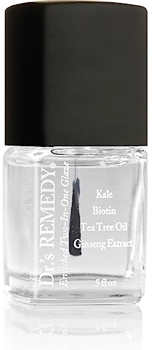 Dr.'s Remedy Total Two-In-One Base And Top Coat Nail Polish Clear Glaze Organic Nail Polishes Quick Dry, Clear Combination Base & Top Coats, 0.5 Fl Oz