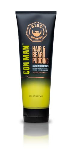 GIBS Con Man Hair & Beard Pudding - Leave In Conditioner - Curl Definer - Moisturizer - 8 oz Squeeze Tube