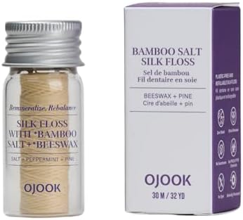 Bamboo Salt Silk Floss with Beeswax - 1 Spool (33yd) | Pine Flavor, All Natural, Plastic Free & Refillable, Hydroxyapatite Infused, Bouncy Italian Silk, PFAS Free