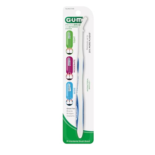 GUM Proxabrush Permanent Handle Refills - Compatible with Go-Betweens Interdental Brushes - Floss Picks for Teeth, Braces, and Implants (6pk)