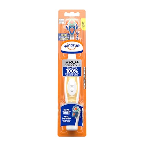 Spinbrush Pro+ Deep Clean, Battery Toothbrush for Adults, Soft Bristles, Batteries Included