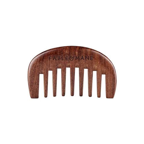 Fable & Mane Scalp Massager Comb, Wide-toothed, 100% Natural Ebony Wood, Detangles Strands and Gently Massages the Scalp