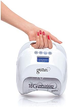 Gelish 18G Unplugged LED Light - Portable, Rechargeable, 36W, White & Silver, Intelligent Power Assist, Motion Sensors, Timer, Magnetic Tray, Ergonomic Design Gel Lamp, Nail Lamp, Gel Nail Light