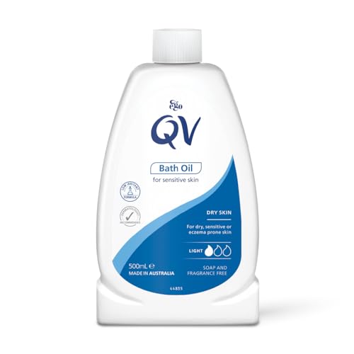 QV Bath Oil (500 ml) Moisturising Bath Soak for Sensitive Skin, Relief from Dry Itchy Skin, Gentle pH Balanced Formula, Fragrance Free, Soap Free, Non Greasy, Noncomedogenic Bath Soak