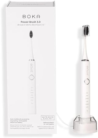 Boka 3.0 Electric Toothbrush for Adults w/ 2 Heads - Rechargeable Sonic Powered Tooth Brush - Charcoal Activated Bristles for Deep Cleaning - Dentist Recommended Oral Care - Charging Base w/Micro USB