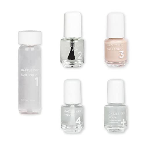 Dazzle Dry Mini Kit 4 Step System - Boss, a light and true neutral nude. Full coverage cream. (5 Piece Kit / 5 Manicures)