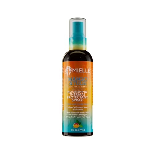 Mielle Organics Nourishing Thermal Heat Protectant Spray - Heat Protection Spray for Hair to Detangle, Nourish & Protect - Shields Hair from Blow Outs & Styling Tools (6 Fl Oz)