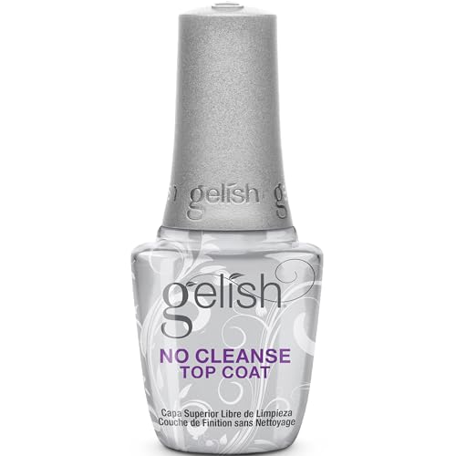 Gelish No-Cleanse Top Coat – High-Gloss Finish, Long-Lasting, Easy Application, UV/LED Compatible, Professional Gel Nail Polish Sealer