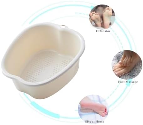 Foot Soaking Tub Large Size Foot Basin Sturdy Soaking Feet Bucket Massager Tub Exfoliation Callus Pedicure Foots Spa Bath Bucket for Women and Men (White)
