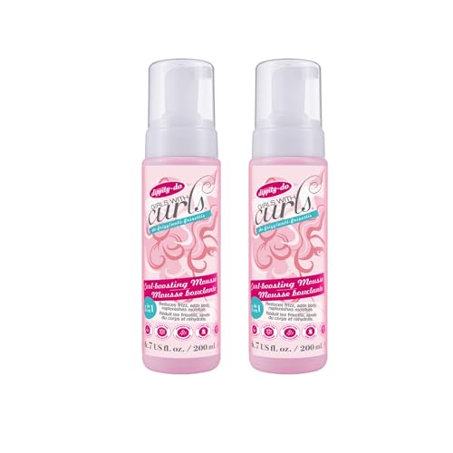 Dippity Do Girls with Curls Curl Enhancing Mousse -2-Pack- Lightweight 3-in-1 Defining Mousse for Curly and Wavy Hair - Hibiscus and Olive Oil for Frizz Free and Bouncy Curls -200 mL/6.7 fl oz